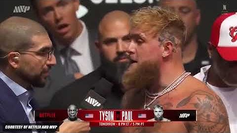 Mike Tyson B**** SLAPS Jake Paul at weigh in as ALL HELL BREAKS LOOSE!