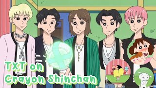 TXT on Crayon Shinchan 🍑| TXT teaching Shinchan and his family how to dance to Happy Fools #txt