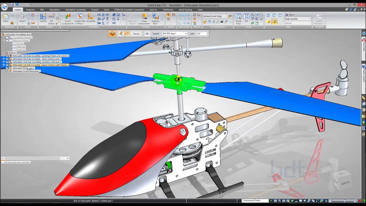 Solid Edge ST7 RC Helicopter Project 47 Helicopter Final Assembly and