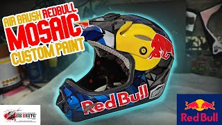 Custom Paint Redbull Helmet//Mosaic Design//Inkkanto Custom Paint