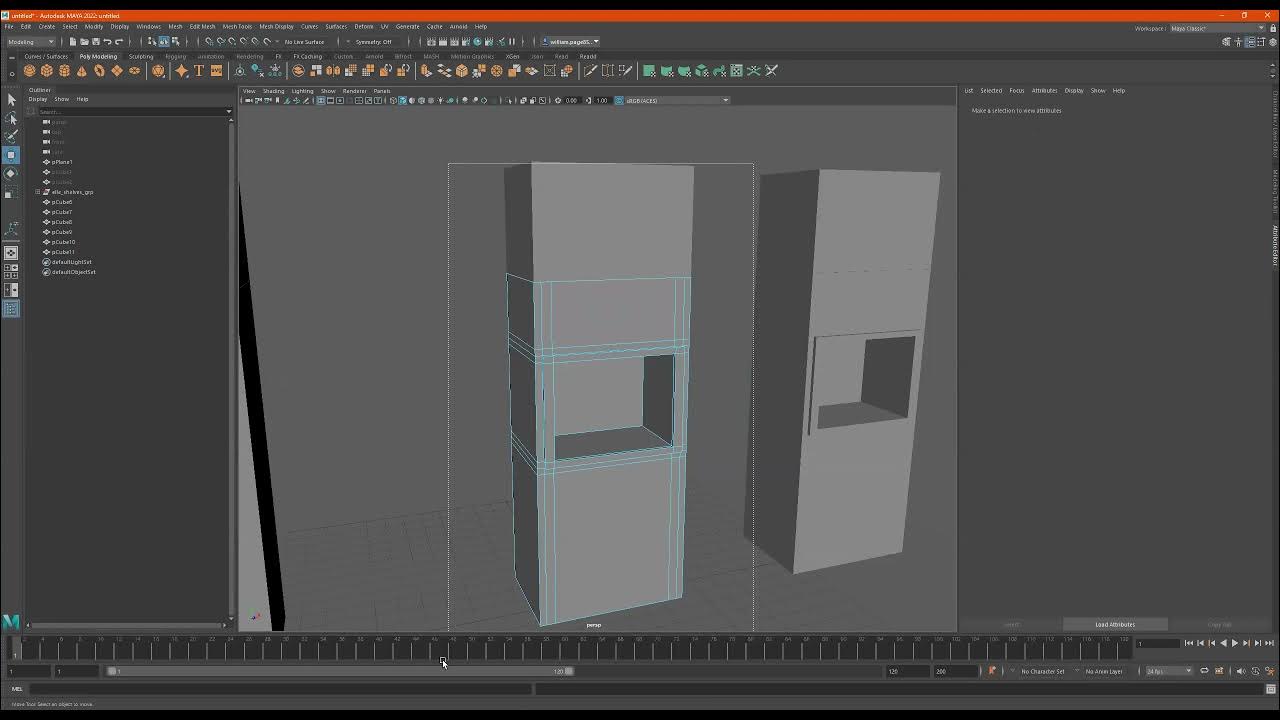 Autodesk Maya Kitchen Base Layout Shelves, Countertops
