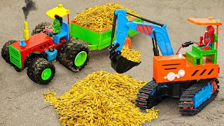 Top diy tractor making mini excavator harvest wheat | diy mini construction vehicle | HaiPhong Mini