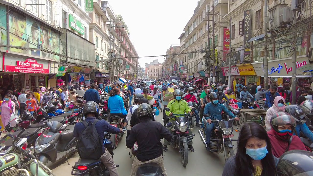 Massive traffic jam | Kathmandu City Driving Tour - Virtual Driving Tour Nepal | Binaural road Sound