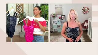 Susan Graver Soleil Embroidered Swimsuit with Removable Strap on QVC