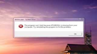 The program can't start because ATL100.dll is missing from your computer