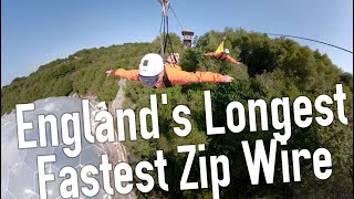 England's longest and fastest Zip Line / Zip Wire - Hangloose Adventure at the Eden Project Cornwall