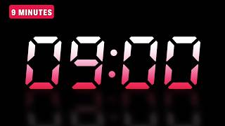 🔢 9 Minute Silent Digital Timer | No Music | Gentle Alarm