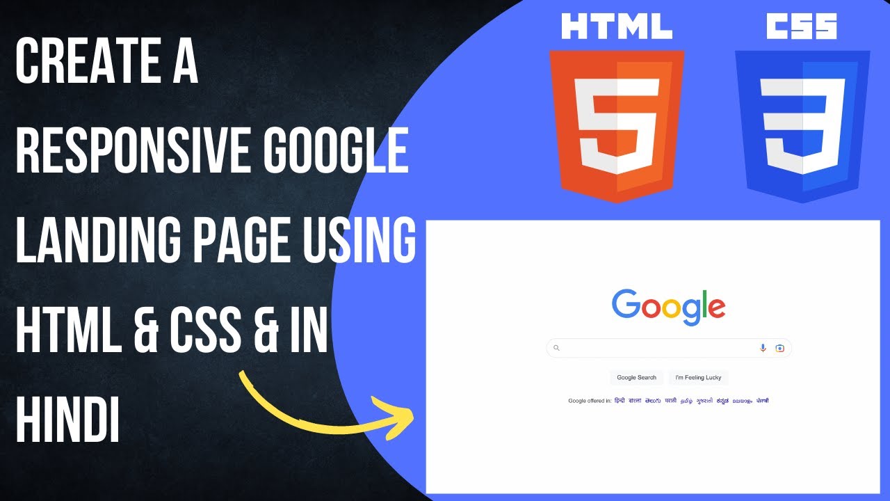 Create A Responsive Google Landing Page Using HTML & CSS & In Hindi ...