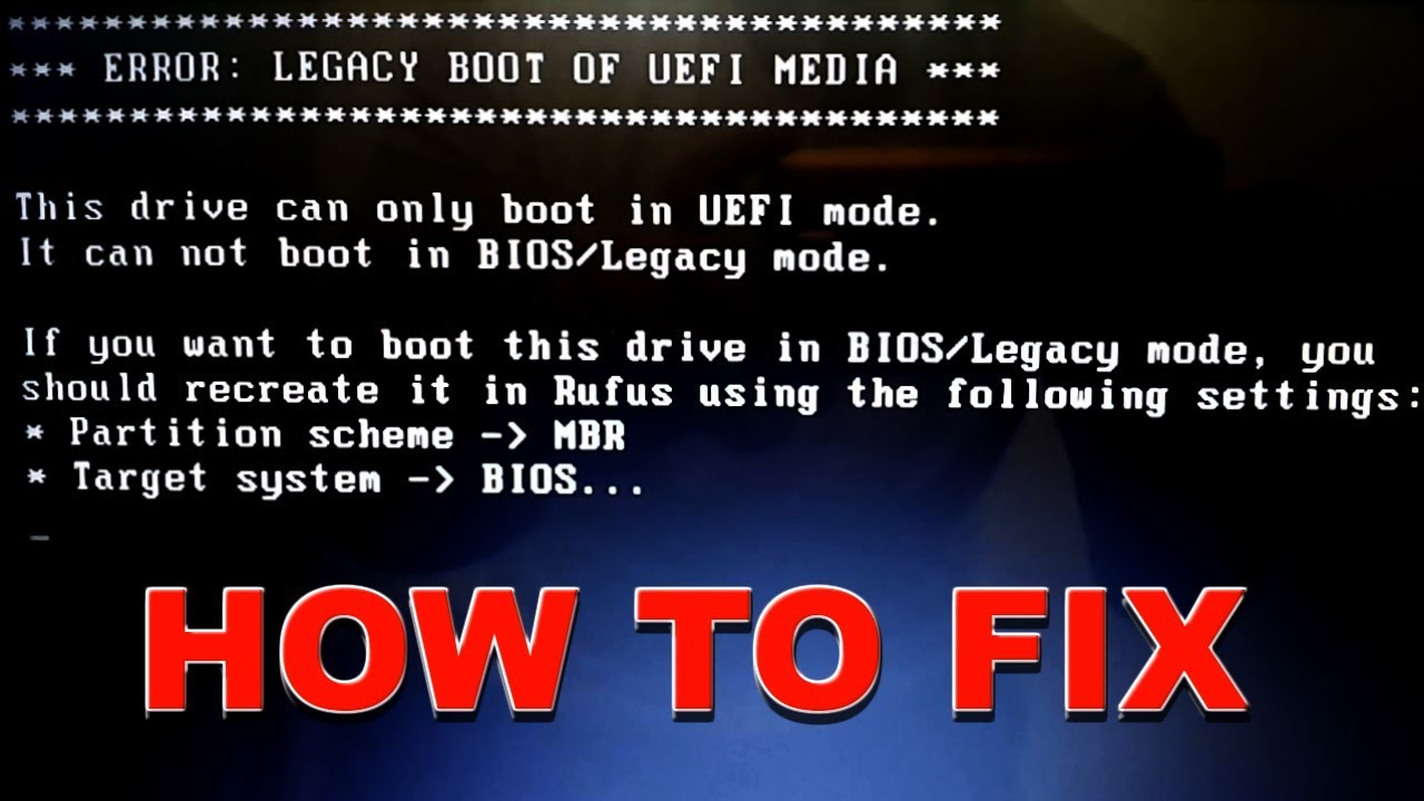 Error Legacy Boot Of Uefi Media How To Fix It 2019 Guide Youtube