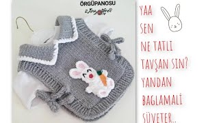 🐇Tavşan figürlü & Yakalı & Yandan baglamalı& 🐇Dikişsiz bebek süveter modeli 🐇