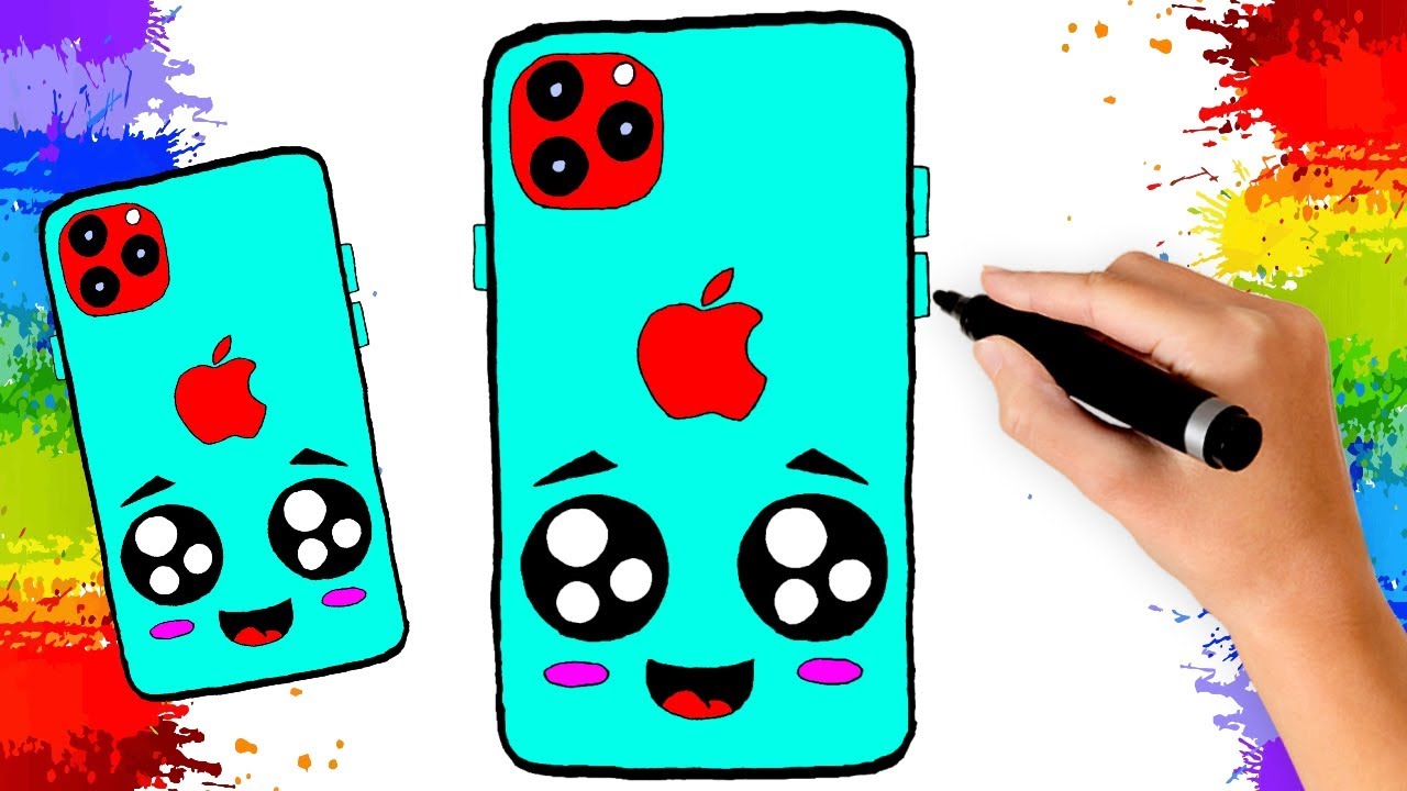 Como desenhar Iphone celular fofo Kawaii ❤ Desenhos Kawaii - Desenhos para  Desenhar 