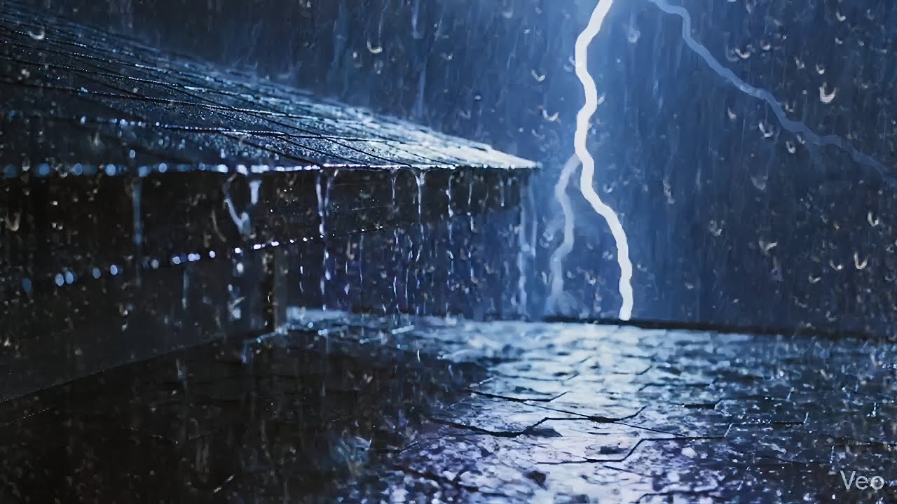 Realistic Heavy Rain on Tin Roof 🌙 ASMR Black Screen Friendly