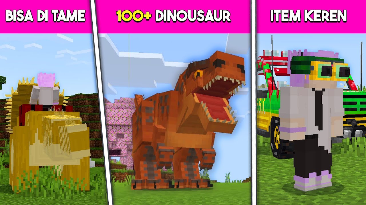 5 Addon MCPE Ini Merubah Survival Di MINECRAFT Menjadi Dunia Dinosaur (1.21+)