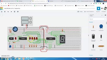decodificador bcd a 7 segmentos con contador y 555 simulado en tinkercad