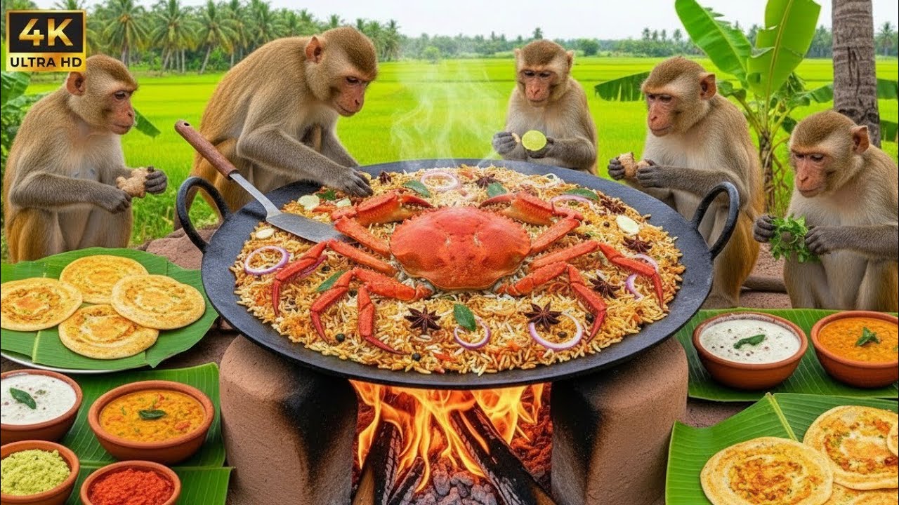 বাঁদররা বানালো বিশাল কাঁকড়ার বিরিয়ানি 😱 | এই রান্না দেখে সবাই অবাক!