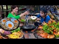 Top survival cooking in forest duck egg with mushroom for lunch 4cooking food of survival