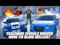 Teaching female driver how to slide hellcat redeye