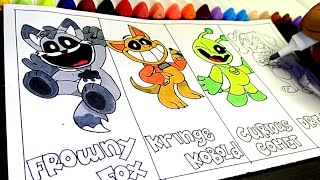 CATNAP FRIENDS POPPY PLAYTIME COLORING PAGES | SMILING CRITTERS OC FROWNY FOX, #smilingcritters