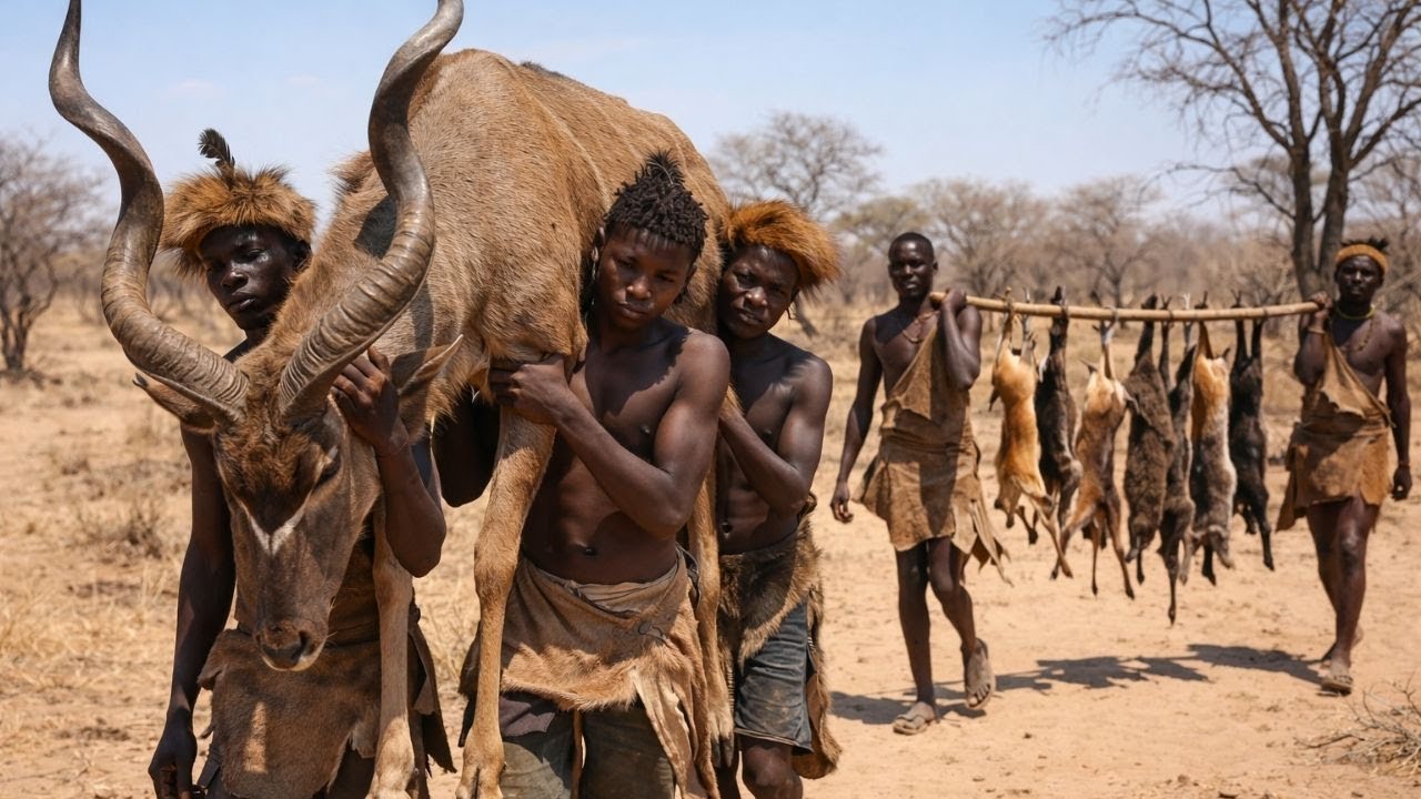 Hadzabe Tribe Hunting Kudu in the African Wilderness — Dangerous Survival Hunt
