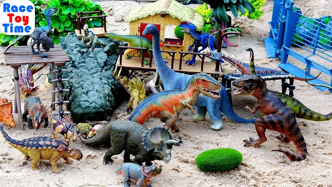 Dinosaur toys in the sandbox YouTube
