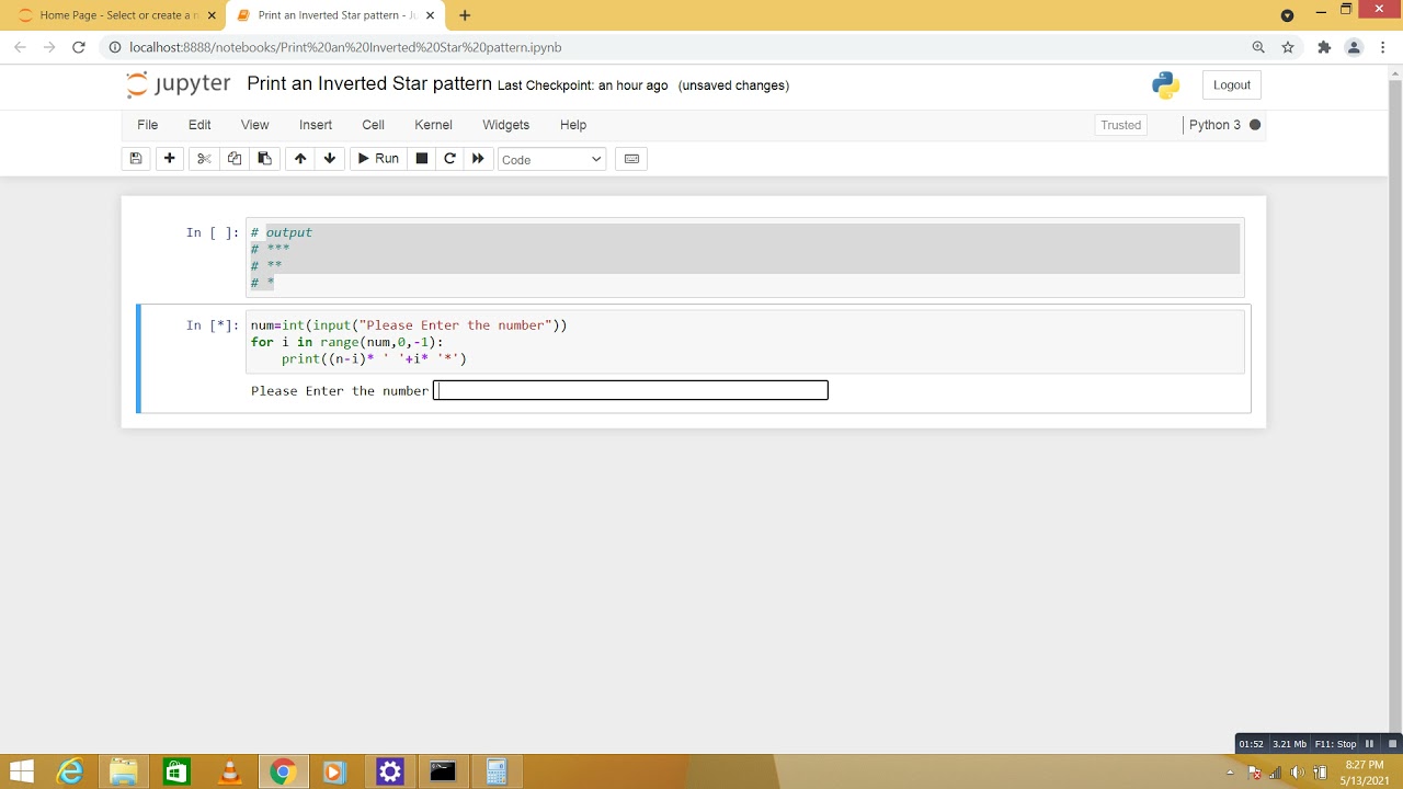 Python Program Print an Inverted Star pattern