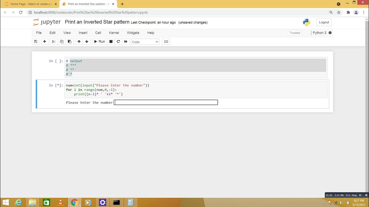 Python Program Print an Inverted Star pattern - YouTube