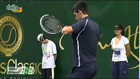 Novak Djokovic imitates Serena Williams