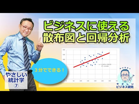 超簡単に3分でできる！ビジネスで活きる「散布図」と「回帰分析」の作成方法を解説！【やさしい統計学7】