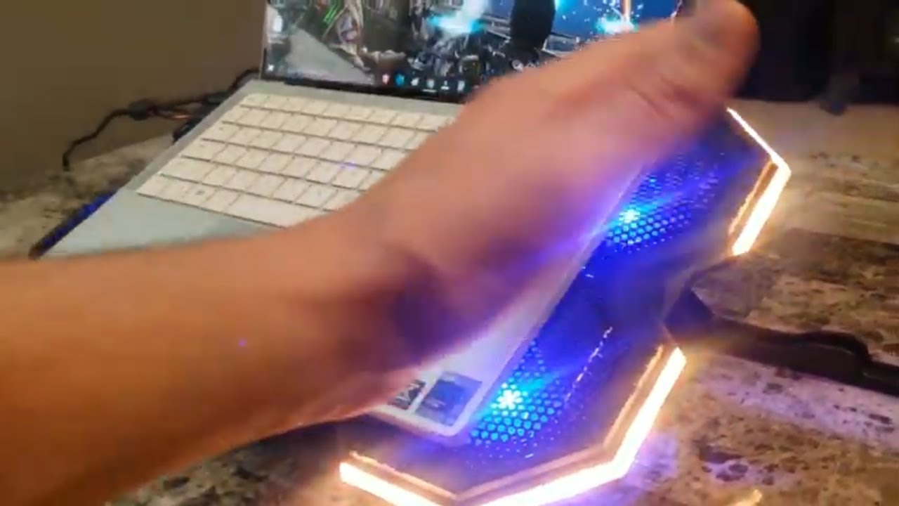 RGB Laptop Cooling Stand F12 Dazzle Mute Super Cyclone - YouTube