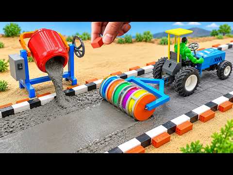 DIY Mini Tractor Builds a Strong Concrete Road With Cement Mixer | Fun Construction Science Project
