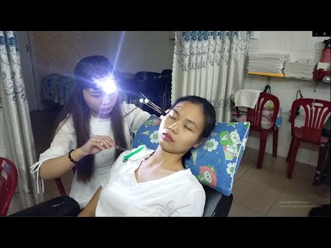 Beautiful Girl in Vietnam Babershop - Earwax Removal - Relax Ears for Good Sleep