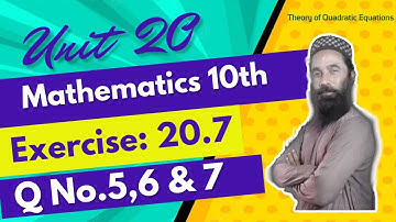 Theory of Quadratic Equations | Ex:20.7 Q No.5 to 7 | 10th Maths