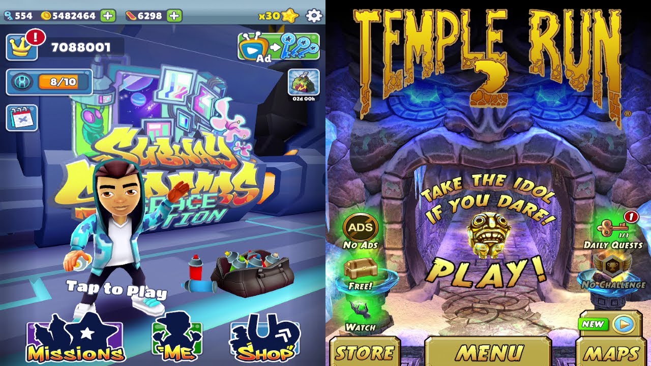 Subway Surfers: Space Station VS Temple Run 2 Frozen Shadows ...