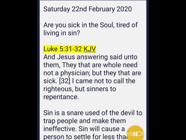 Are you sick in the Soul, tired of living in sin? Are you sick in the Soul, tired of living in sin?