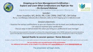 CMSNE's Stepping up to Case Management Certification – On-Demand Webinar