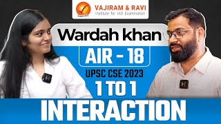 Wardah Khan, AIR 18 | UPSC Topper 2023 | GS Classroom Student | UPSC Result 2023 | Vajiram and Ravi