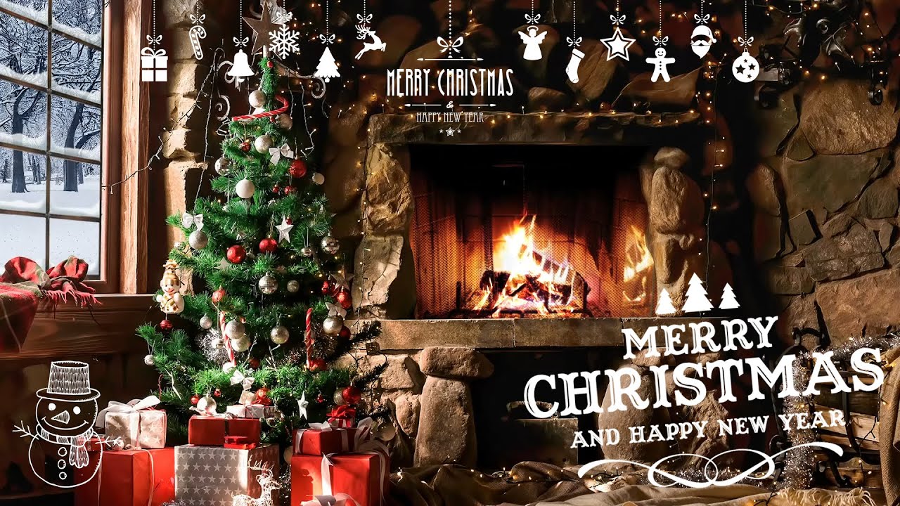 Relaxing Christmas Carols Music with Fireplace Fireplace Christmas