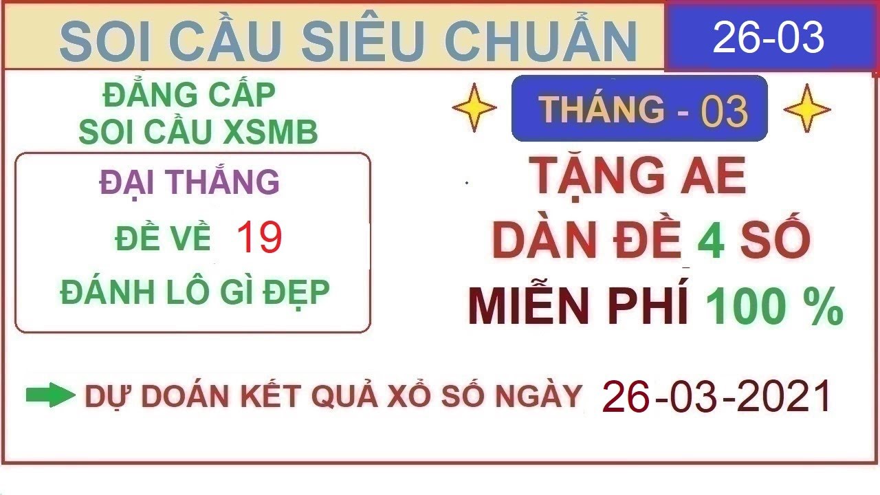 winbet 888 Cà Mau🐾đăng ký Soi Cầu XSMB 26/03/2021 | Cầu Đề Bất Bại Hôm Nay, Đề về 19 | Soi Cầu Siêu Chuẩn 24h