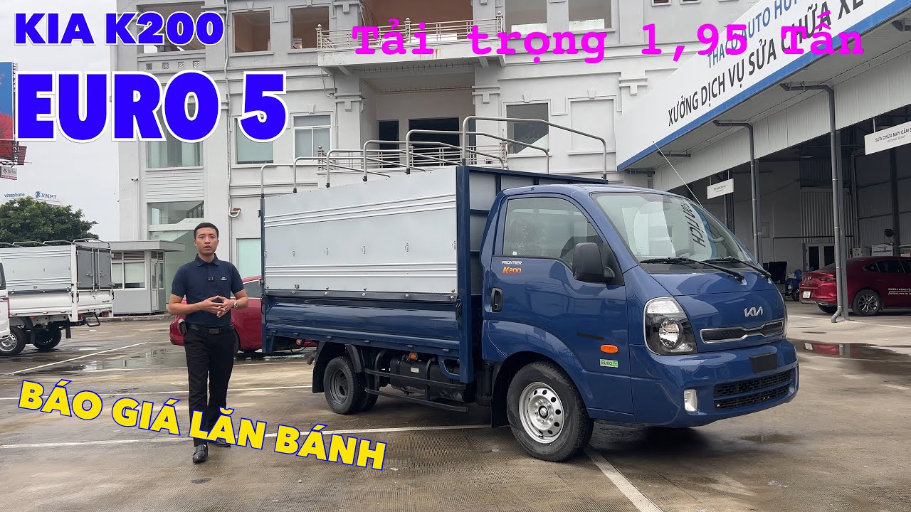 Báo Giá Chi Tiết Xe Tải KIA K200 Euro 5 Thùng Mui Bạt Dài 3m2 Tải Trọng 1,95 Tấn Màu Xanh Hyundai