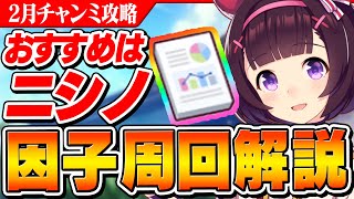 【ウマ娘】因子研究レポートはニシノがおすすめ!2月短距離チャンミ 先行、差しの因子周回ガイド