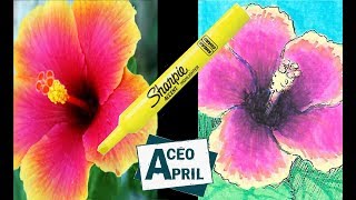 Hibiscus Highlighter Challenge ACEO