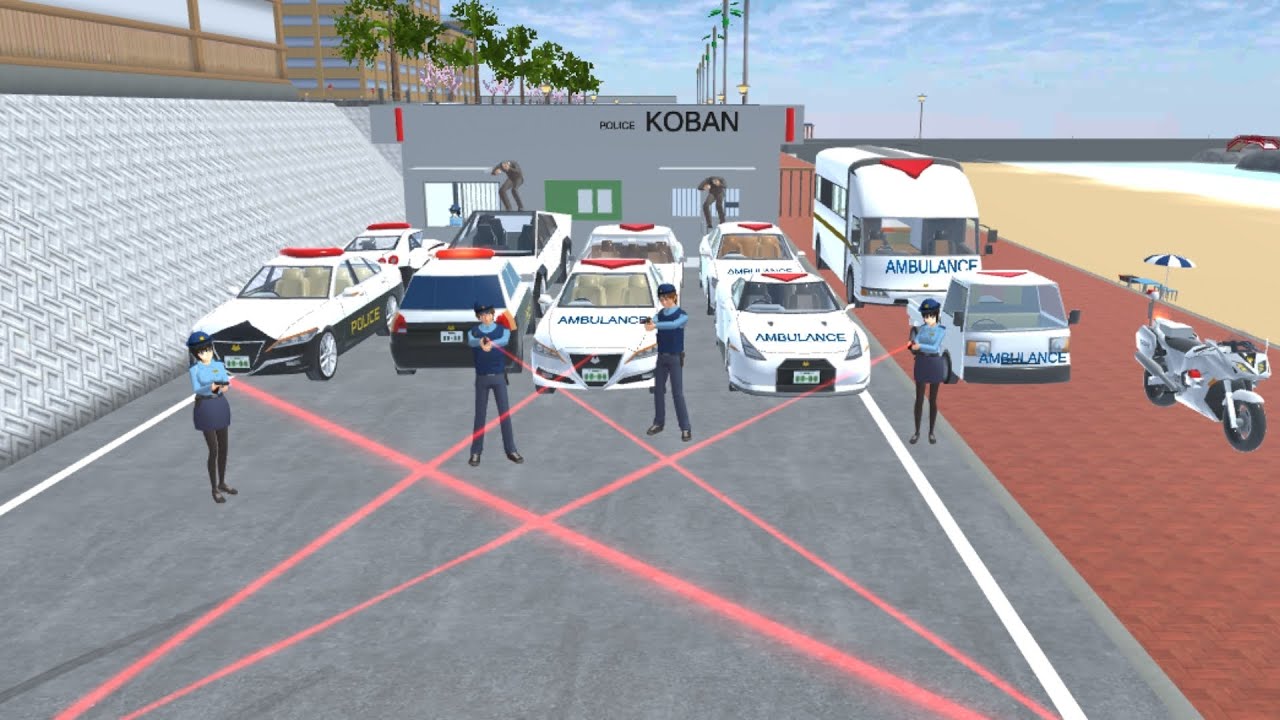 Collection all of ambulance cars 🚓🚔 at police station part 7 SAKURA School Simulator