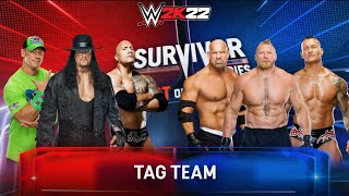 Undertaker + John Cena + The Rock vs Brock Lesnar + Goldberg + Randy Orton 3v3 Tag Team | WWE 2K22