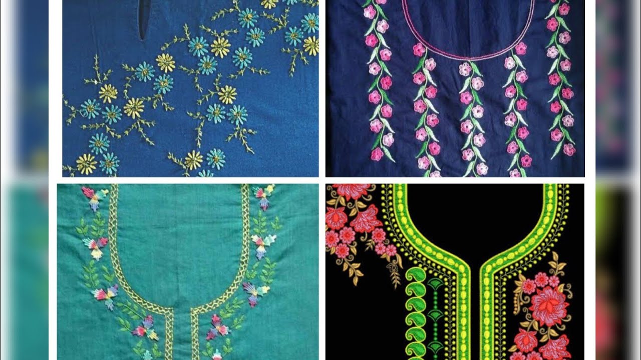 Latest beautiful plain suit ideas Hand embroidery different neck designs YouTube