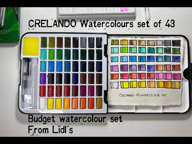 Crelando Watercolour Set of 48 colours - YouTube