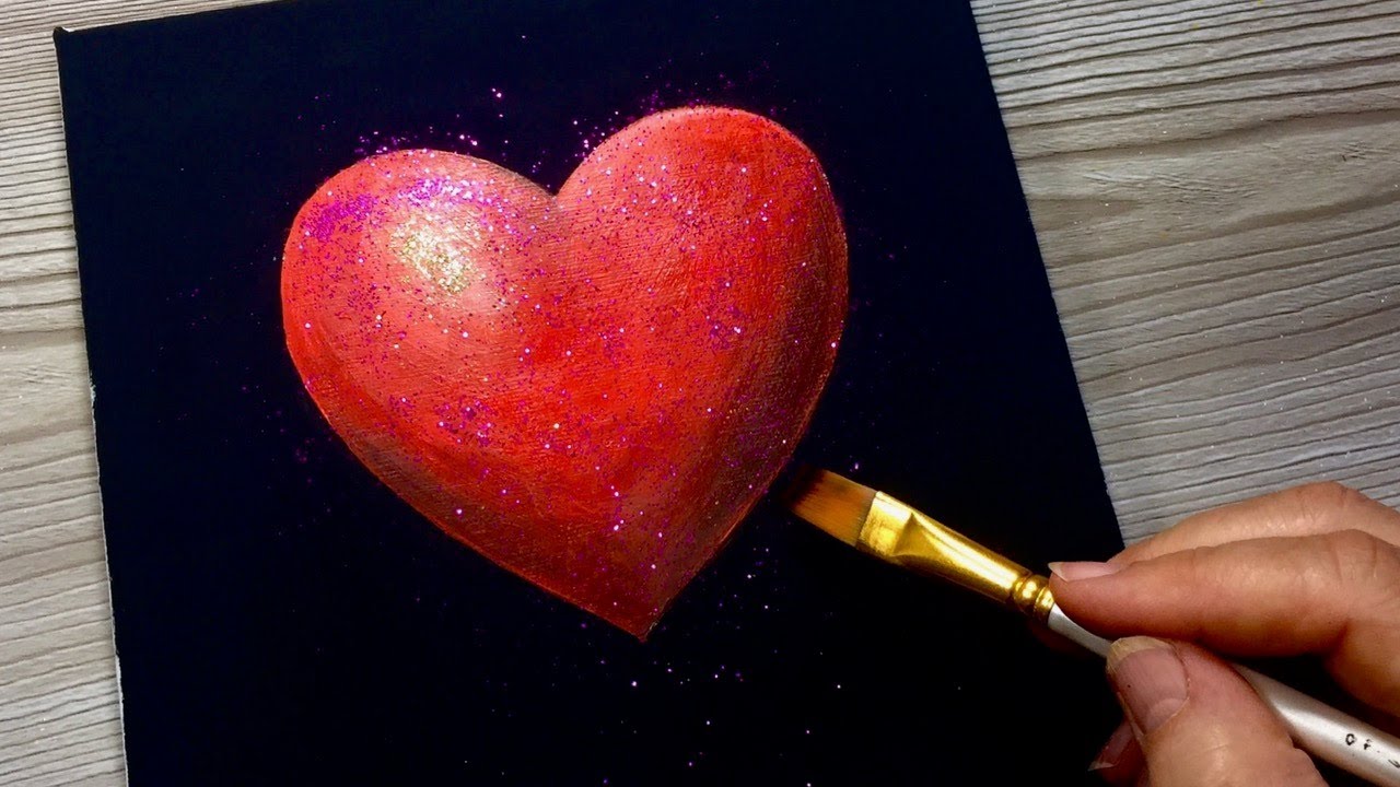 RED HEART / EASY ACRYLIC PAINTING / How To Step By Step 