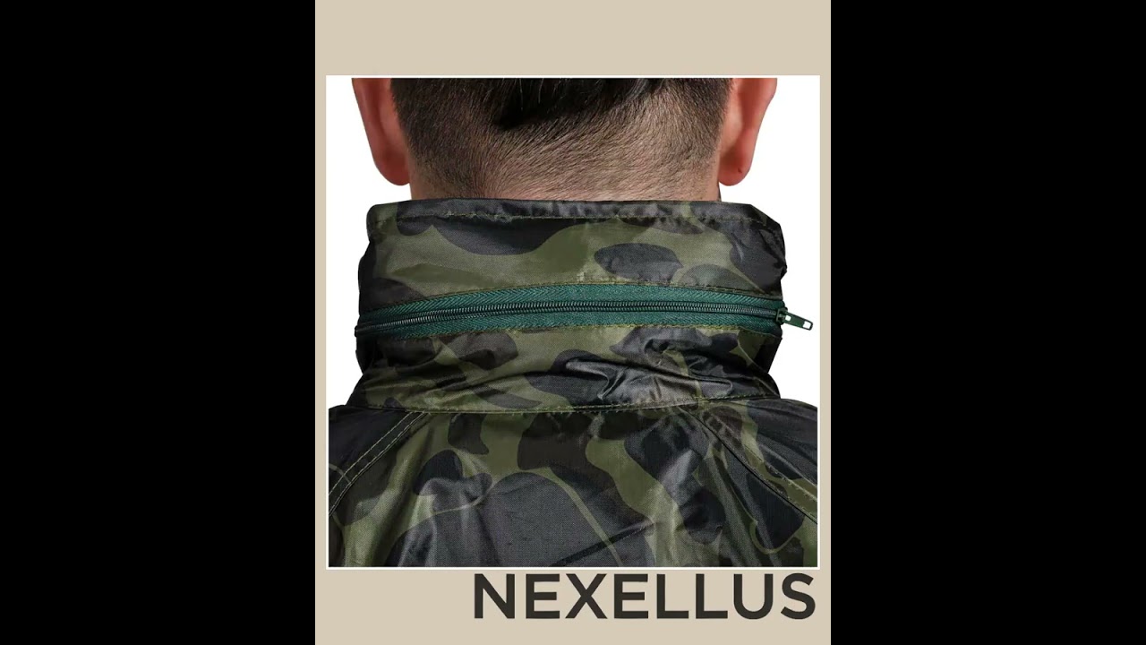 Men's Camo Print 2-Piece Rain Suit with Hood M