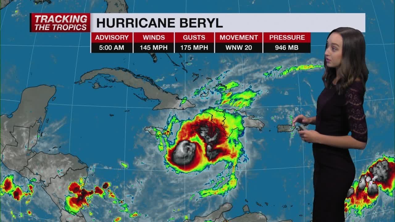 Category 4 Hurricane Beryl nearing Jamaica and Cayman Islands - YouTube