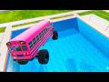 School Bus Crashes Into Swimming Pool – BeamNG Drive BMG School Bus Down Full Crash
