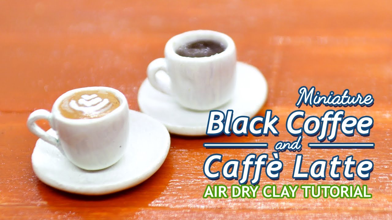 Miniature Black Coffee & Caffè Latte | Air Dry Clay Tutorial